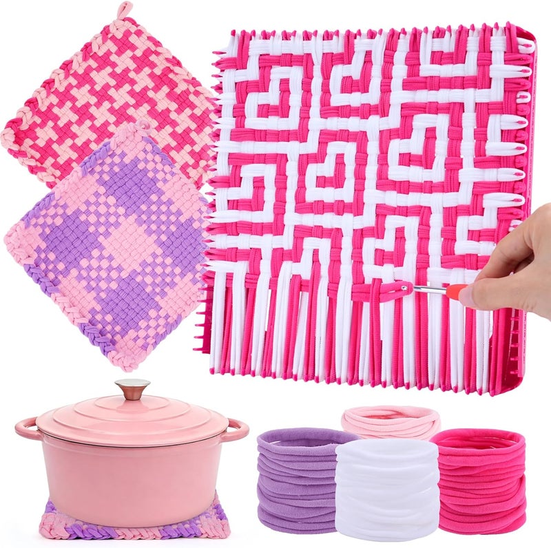 PREBOX Pro 10 Inch Potholder Loom Kit for Kids & Beginners, Large Weaving Loom Crafts for Girls Age 6-12 Year Old & Adults, Gift Ideas for Birthday & Christmas, 112 Delicate Loops to Make 2 Pot Holders - Image 1